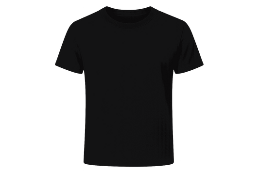Customizable black unisex T-shirt made of 100% soft durable cotton available in sizes S to 5XL.
